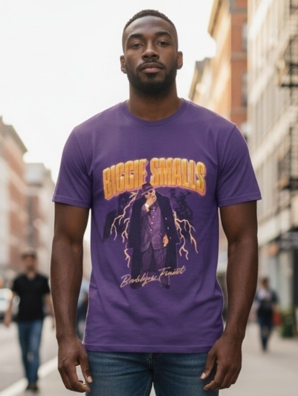 Biggie Smalls Purple Graphic Short Sleeve Tee